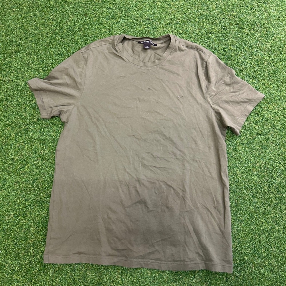 Michael Kors Mens Olive Green Short Sleeve Crew Neck T-Shirt Size Medium MK Logo